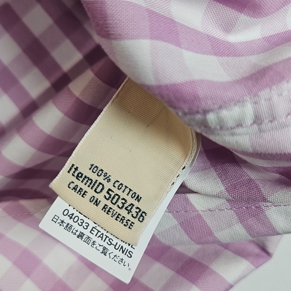 L.L. Bean Shirt Mens XL Purple Gingham Check Button Down Wrinkle Free Non Iron - Picture 6 of 7